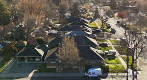 Aerial perspective of suburban area