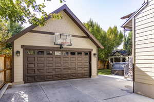 View of detached garage