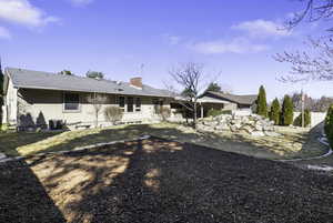 Back of house featuring a chimney