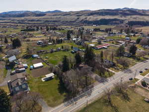 Bird's eye view of a mountain backdrop