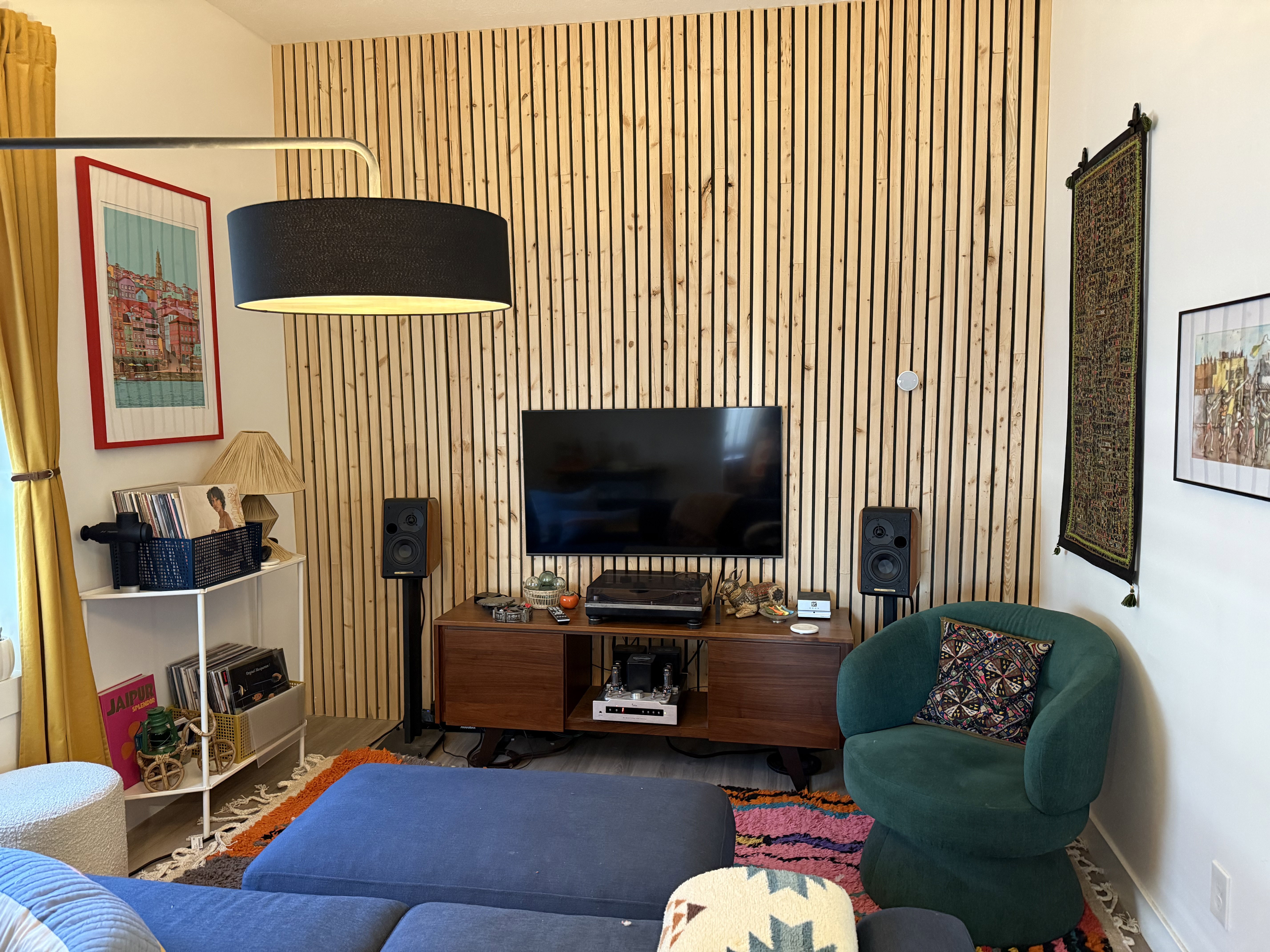 Living room with wood finished floors