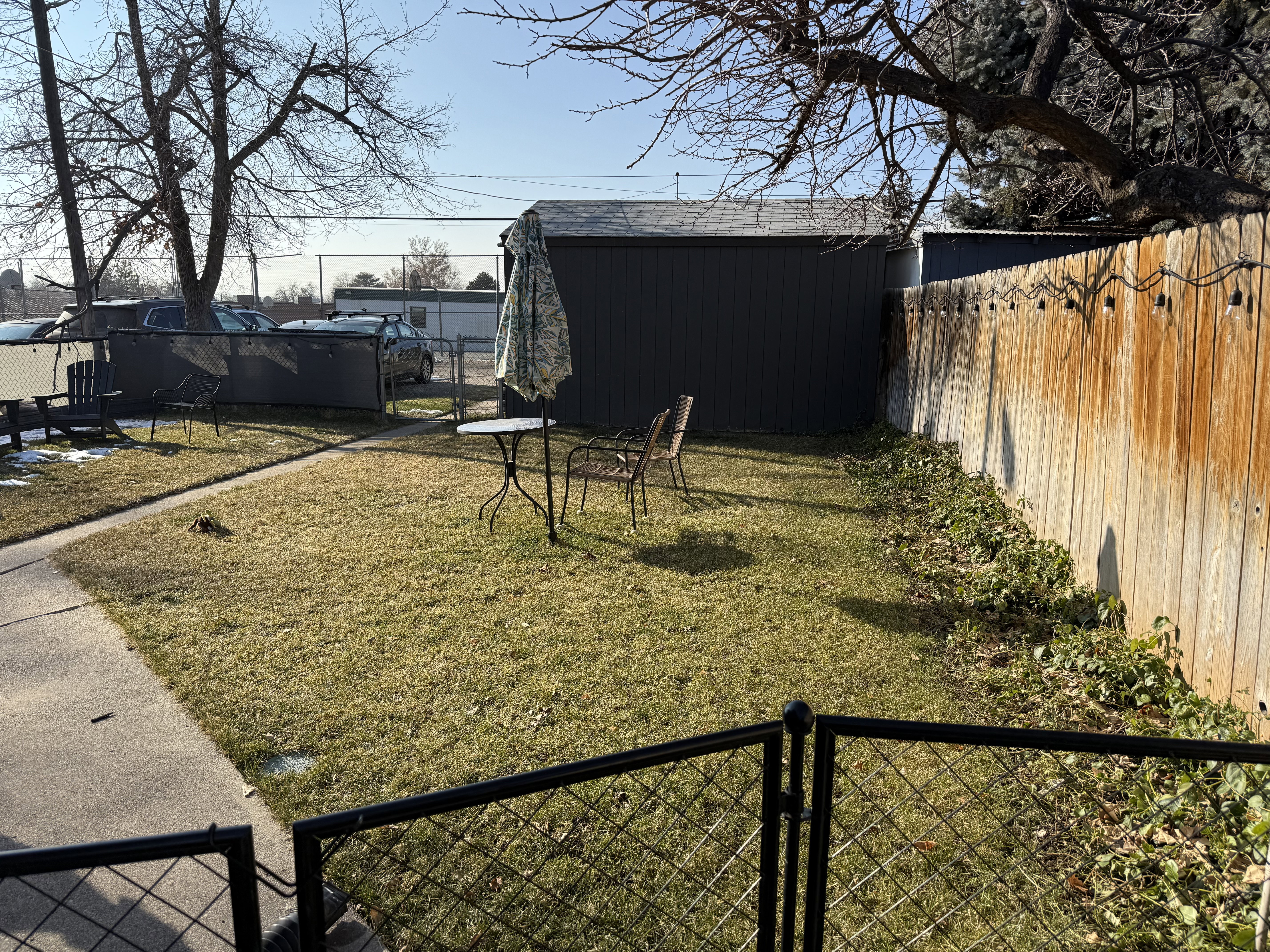 View of fenced backyard