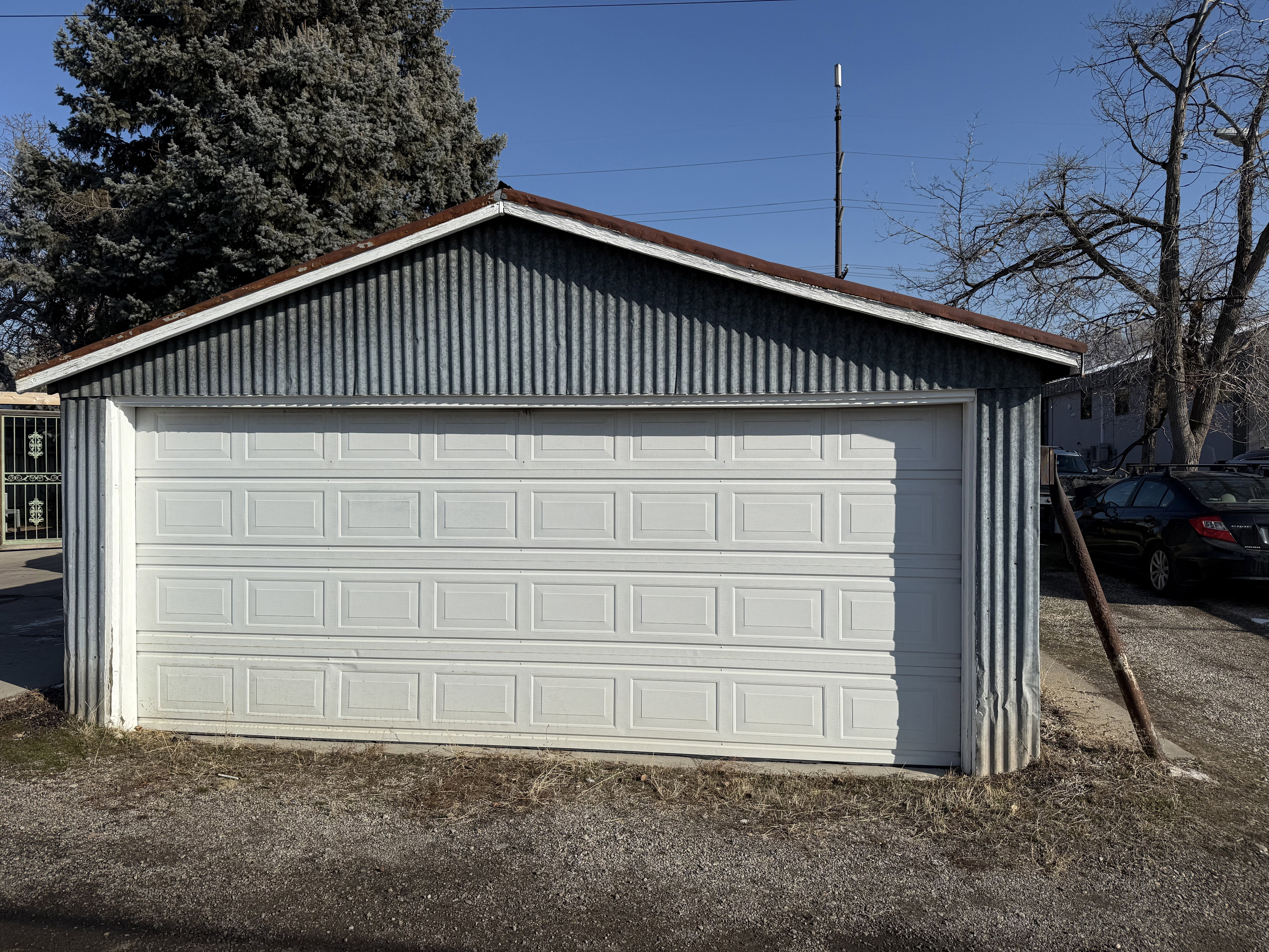 View of detached garage