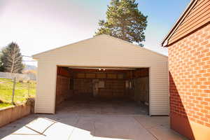 View of detached garage
