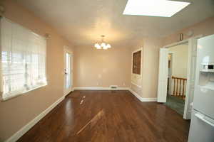 Dining area with door out to covered deck