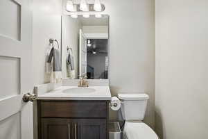 Bathroom featuring toilet and vanity