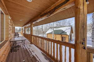 View of snow covered deck