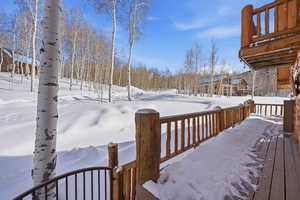 View of snow covered deck