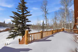 View of snow covered deck