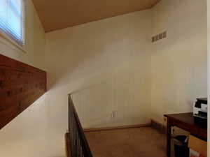 Office space with carpet flooring