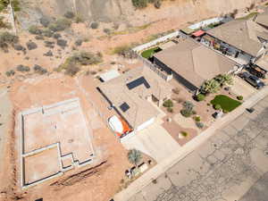 Aerial view of residential area with a desert landscape