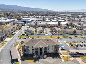 Aerial view of a mountain backdrop