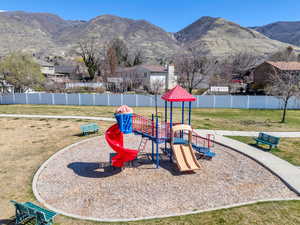 Community play area featuring a mountain view