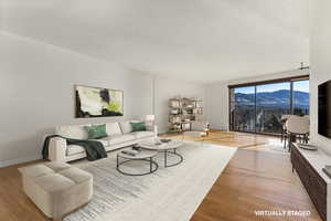 Living room with light wood-style floors