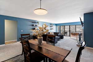 Dining area with carpet