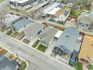 Aerial perspective of suburban area