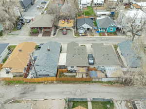 Aerial perspective of suburban area