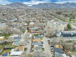 Aerial overview of property's location with mountains