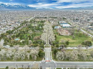 Bird's eye view of a mountain backdrop