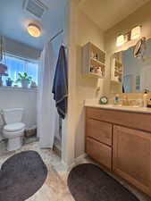 Full bathroom featuring vanity and a stall shower