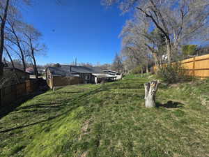 View of fenced backyard