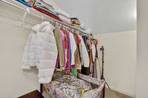 Walk in closet featuring carpet