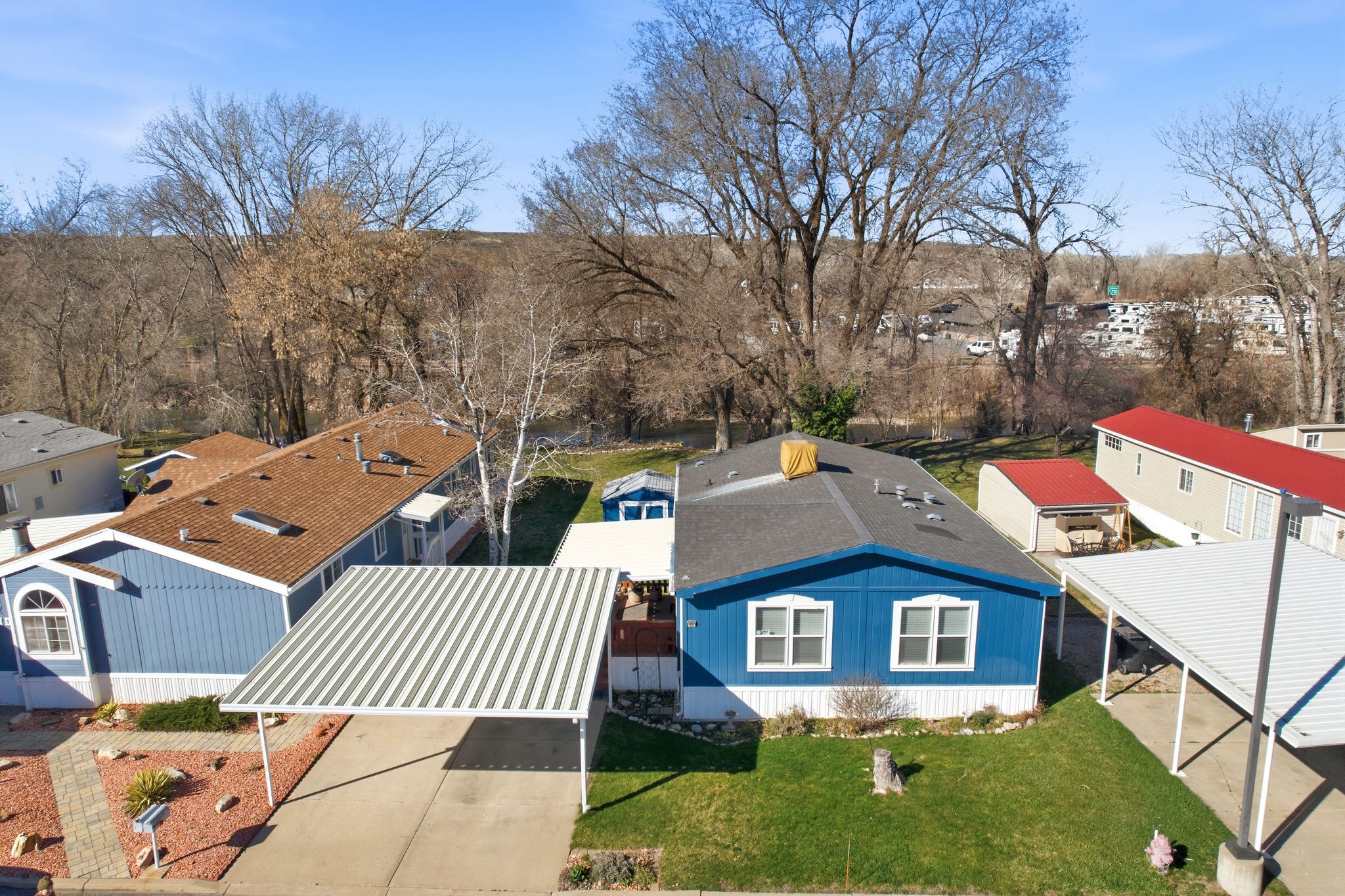 Aerial perspective of suburban area