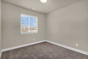 Carpeted empty room with baseboards
