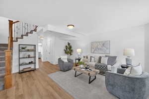 View from front door inside house into living room