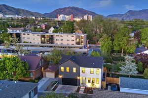 Drone / aerial view of a mountain backdrop