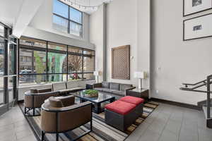 Lobby with a high ceiling