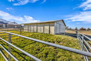 Horse barn with a rural view