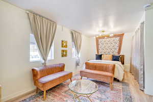 Bedroom with light wood-type flooring