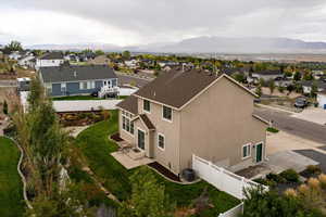 Aerial perspective of suburban area