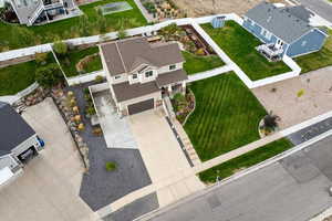 Aerial perspective of suburban area