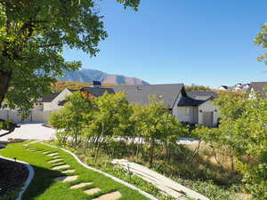 View of yard with a mountain view