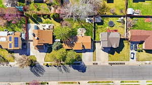 Aerial perspective of suburban area