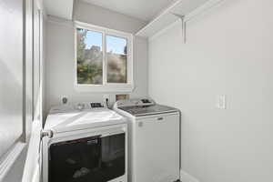 Laundry room with washer and clothes dryer
