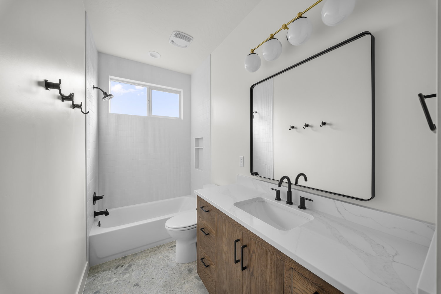 Full bathroom with vanity and bathtub / shower combination