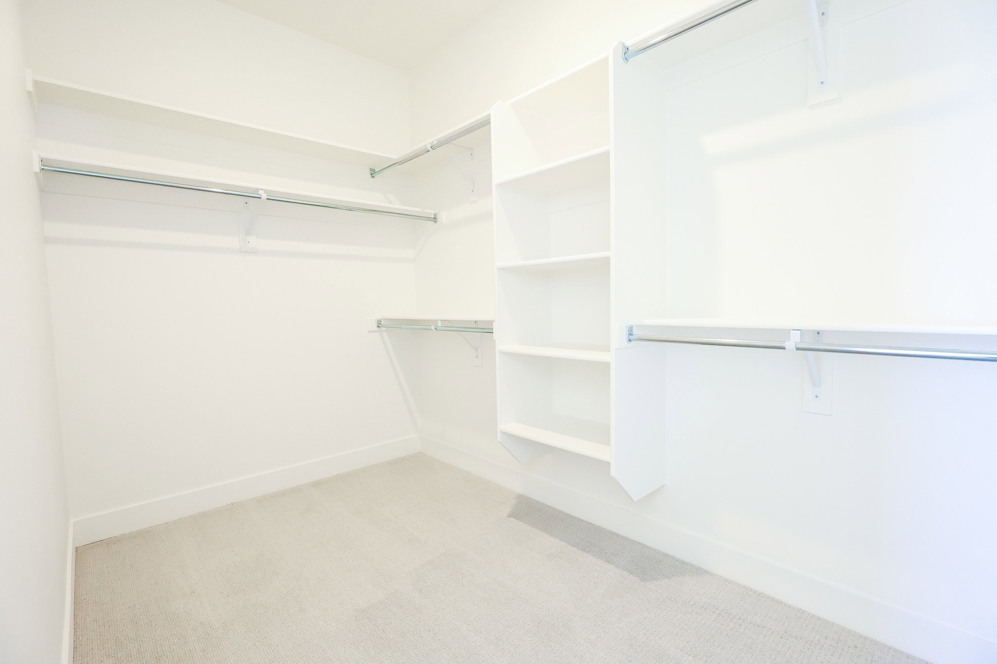 Primary Walk-in closet featuring light carpet