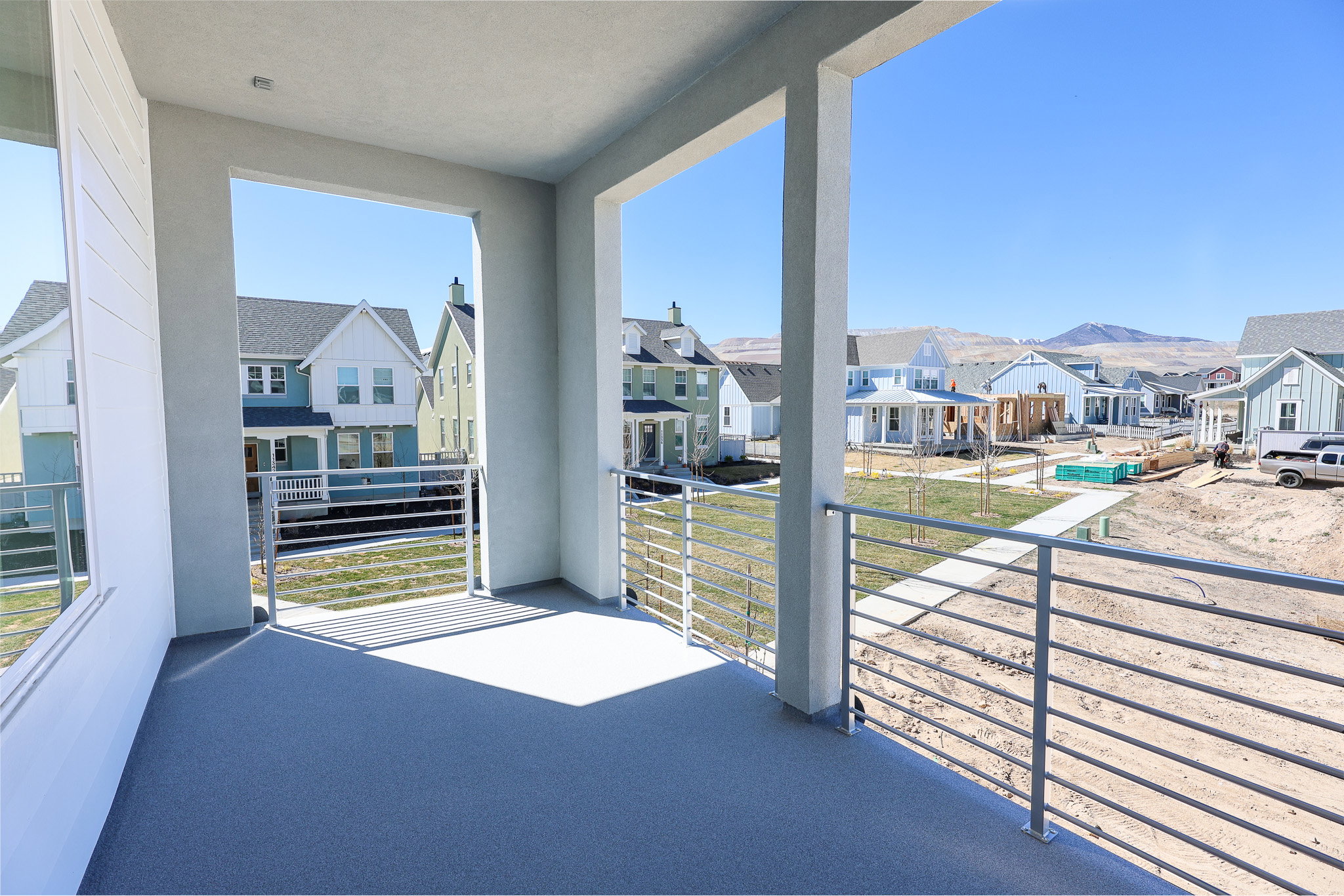 Balcony with a residential view off of Primary bedroom