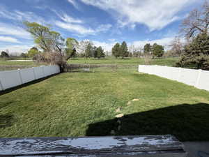 View of fenced backyard