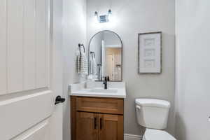 Bathroom with vanity and toilet