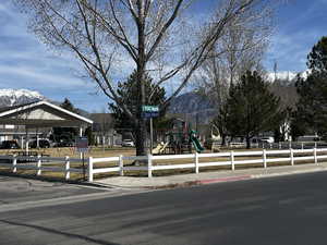 View of yard with a mountain view