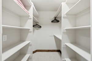 Walk in closet with carpet
