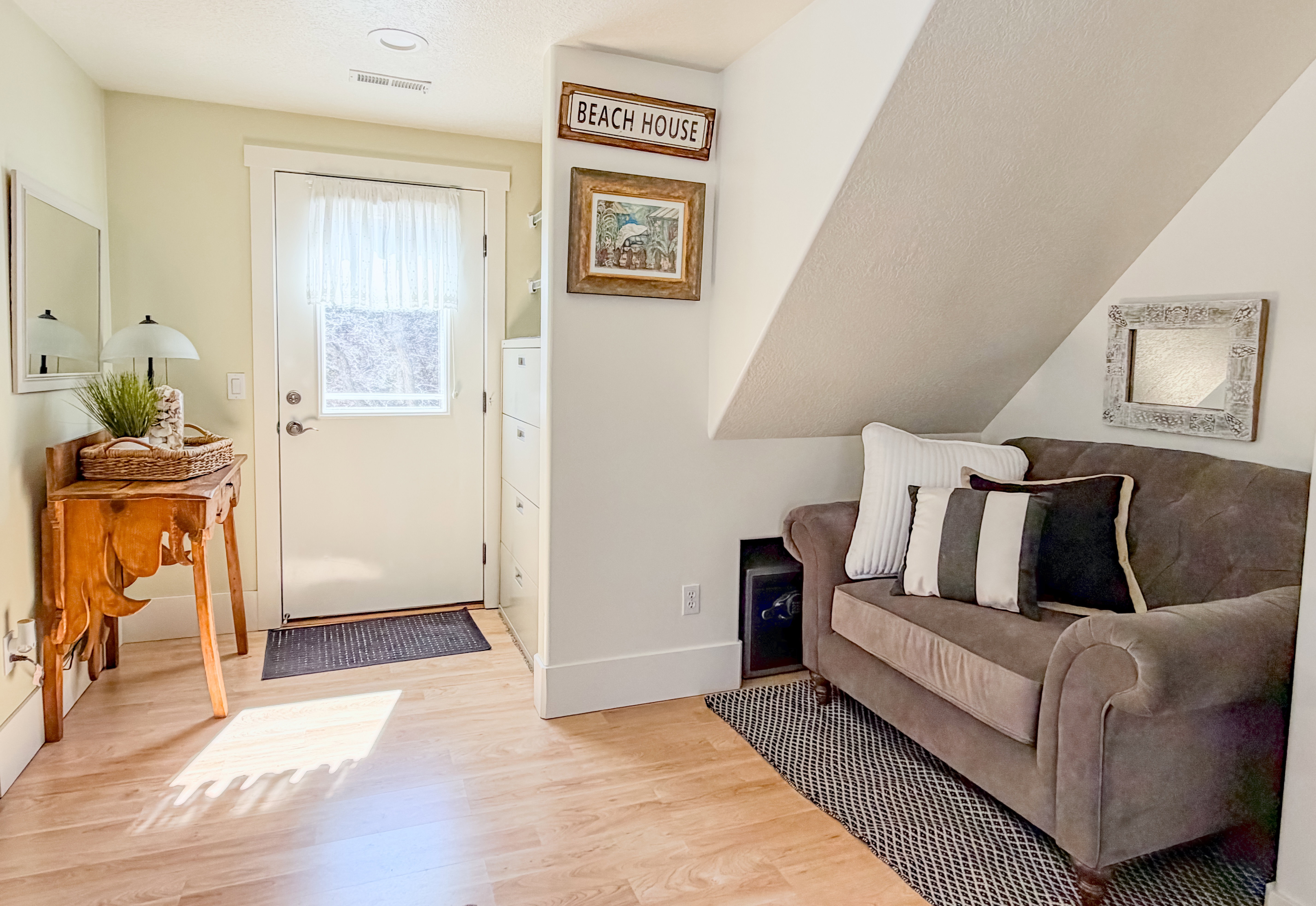 Upstairs Family Room with a door out to the balcony.