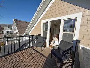 Looking into the primary bedroom from the new private deck