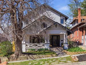View of front of property featuring covered porch