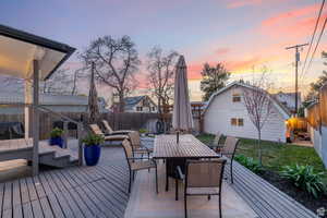 Large back patio with garage in back