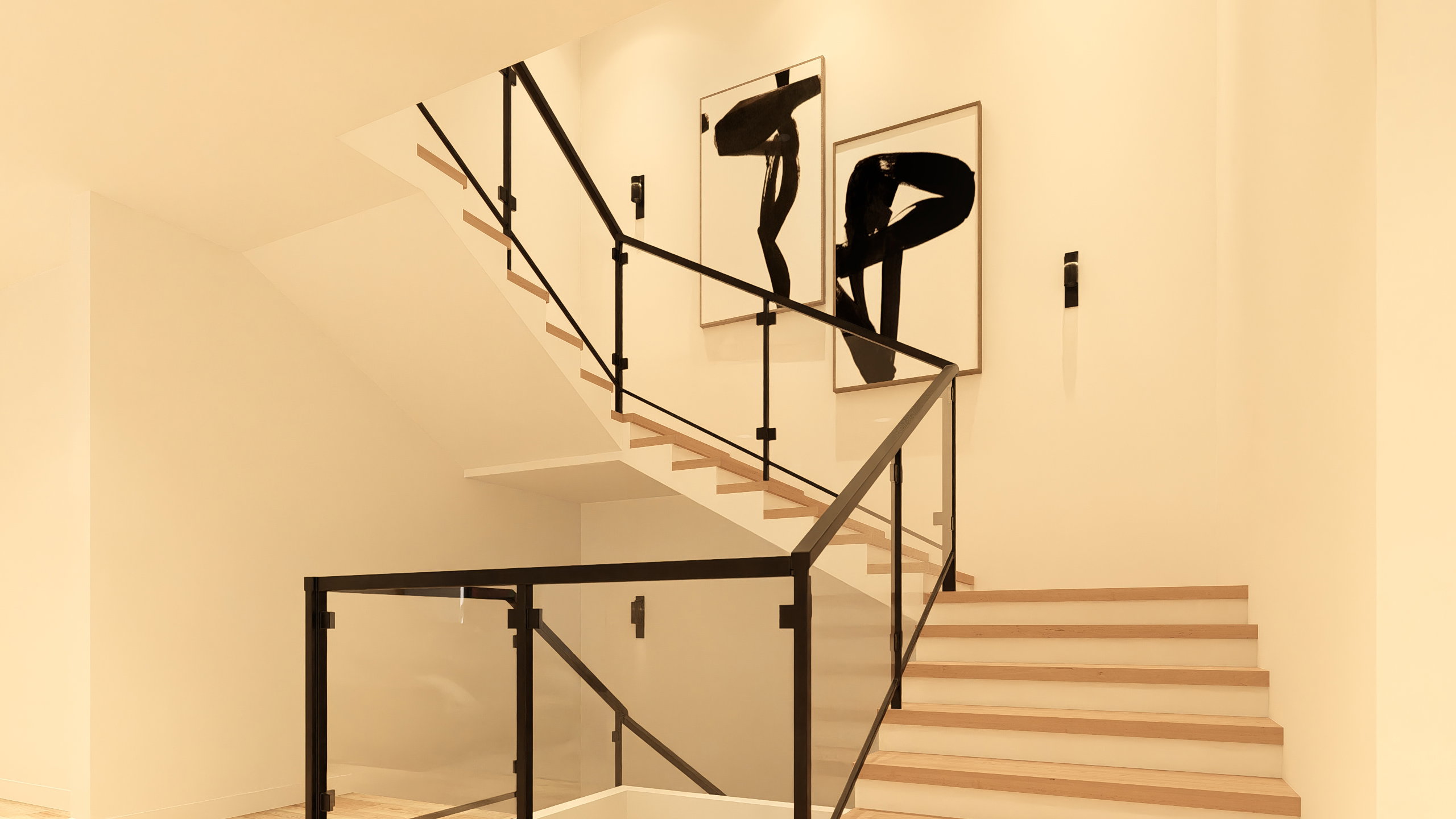 Staircase with baseboards